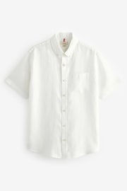 White Standard Collar Signature 100% Linen Short Sleeve Shirt - Image 7 of 9
