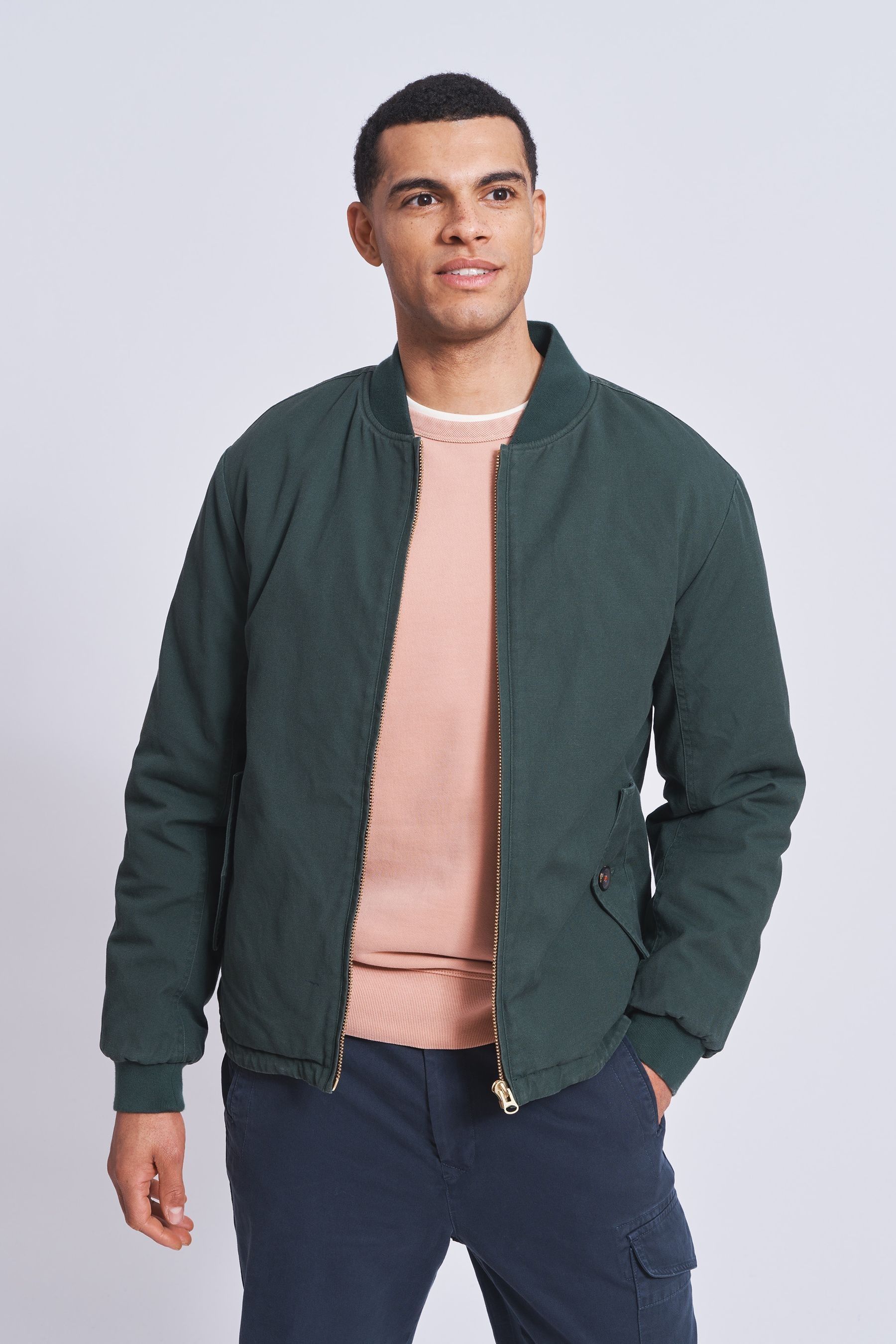 Buy Aubin Green Dunstable Cotton Bomber Jacket from Next Luxembourg