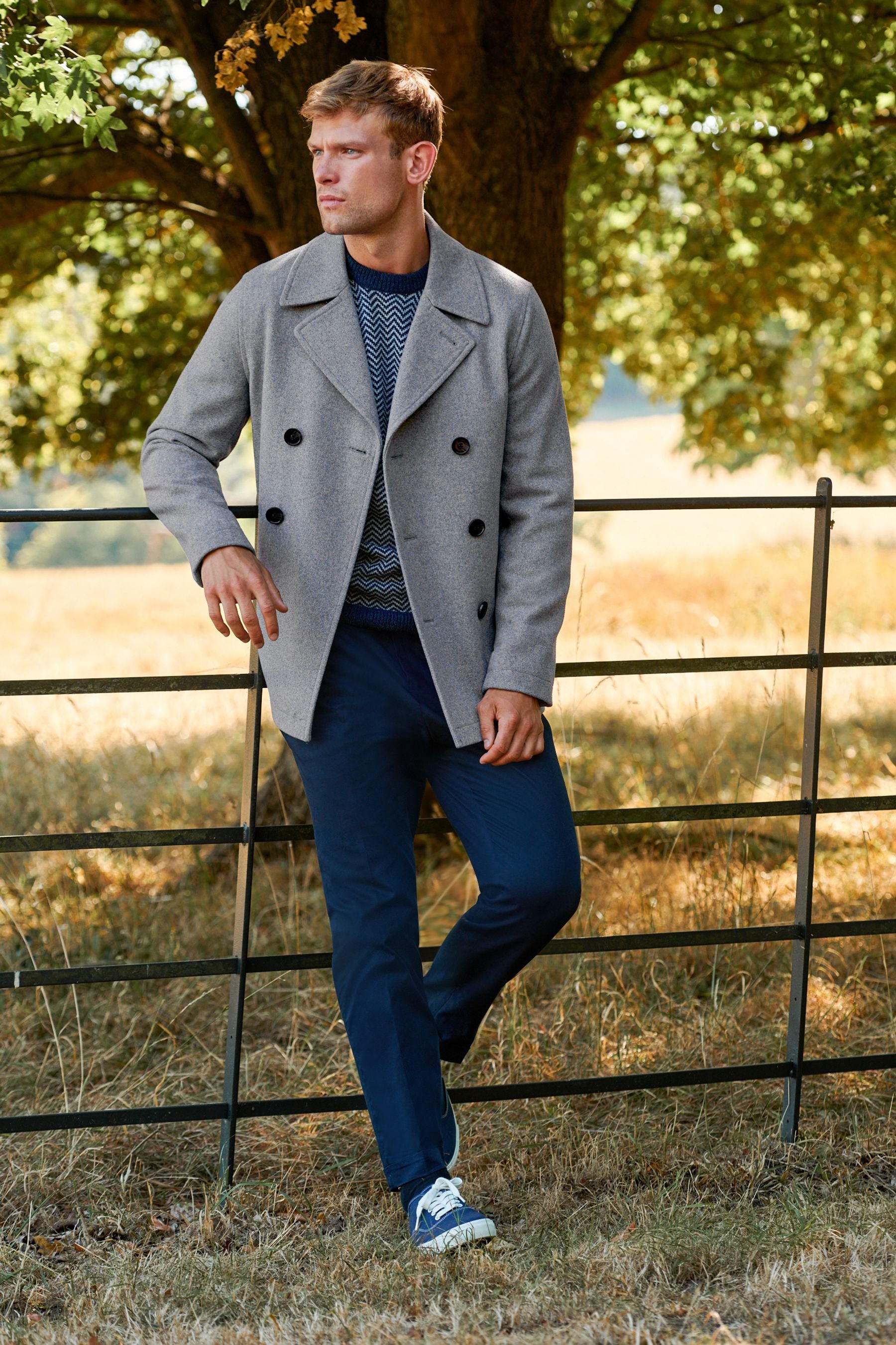 Buy Light Grey Wool Pea Coat from Next Latvia