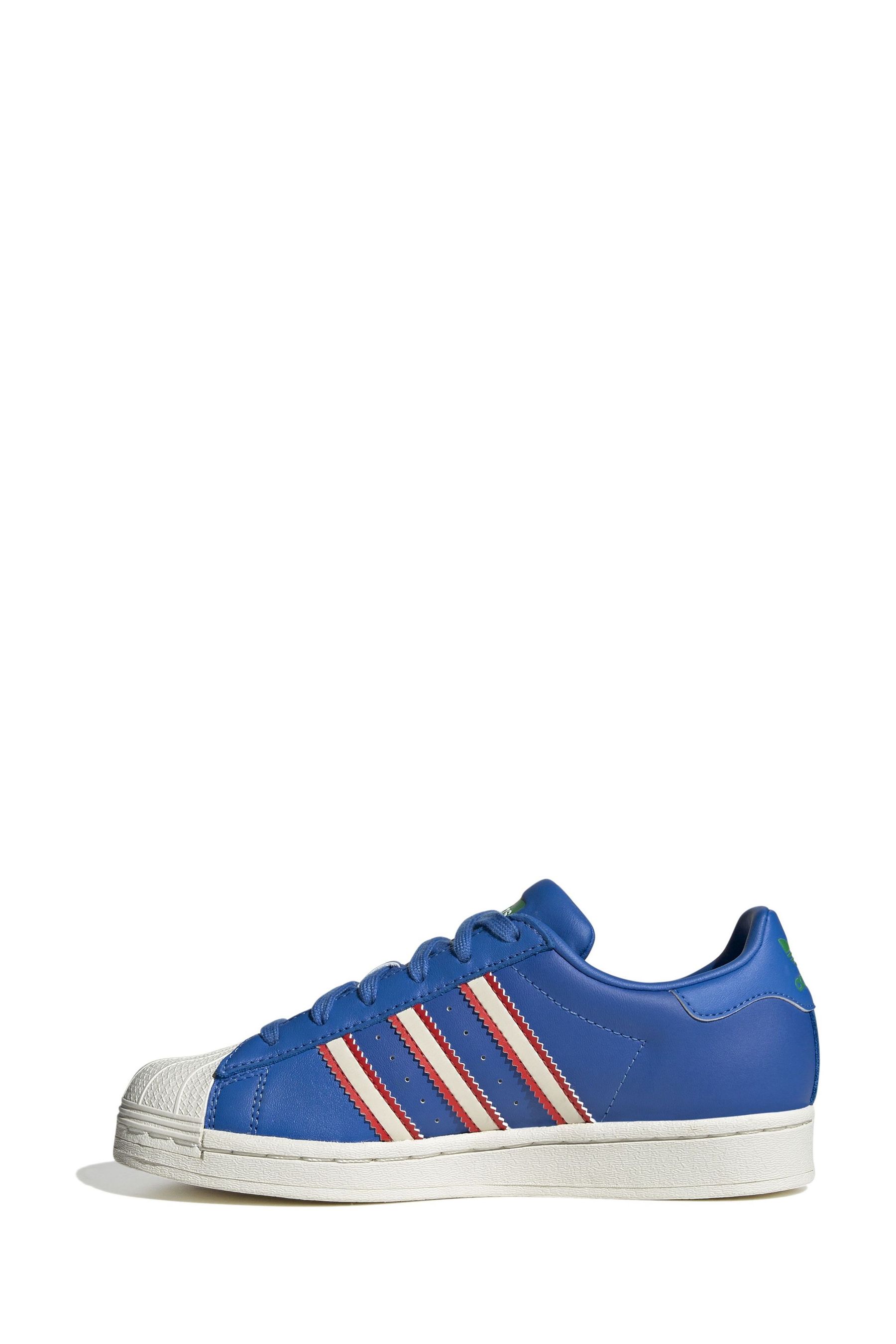 Buy adidas Originals Blue Junior Superstar Lace Trainers from Next Luxembourg