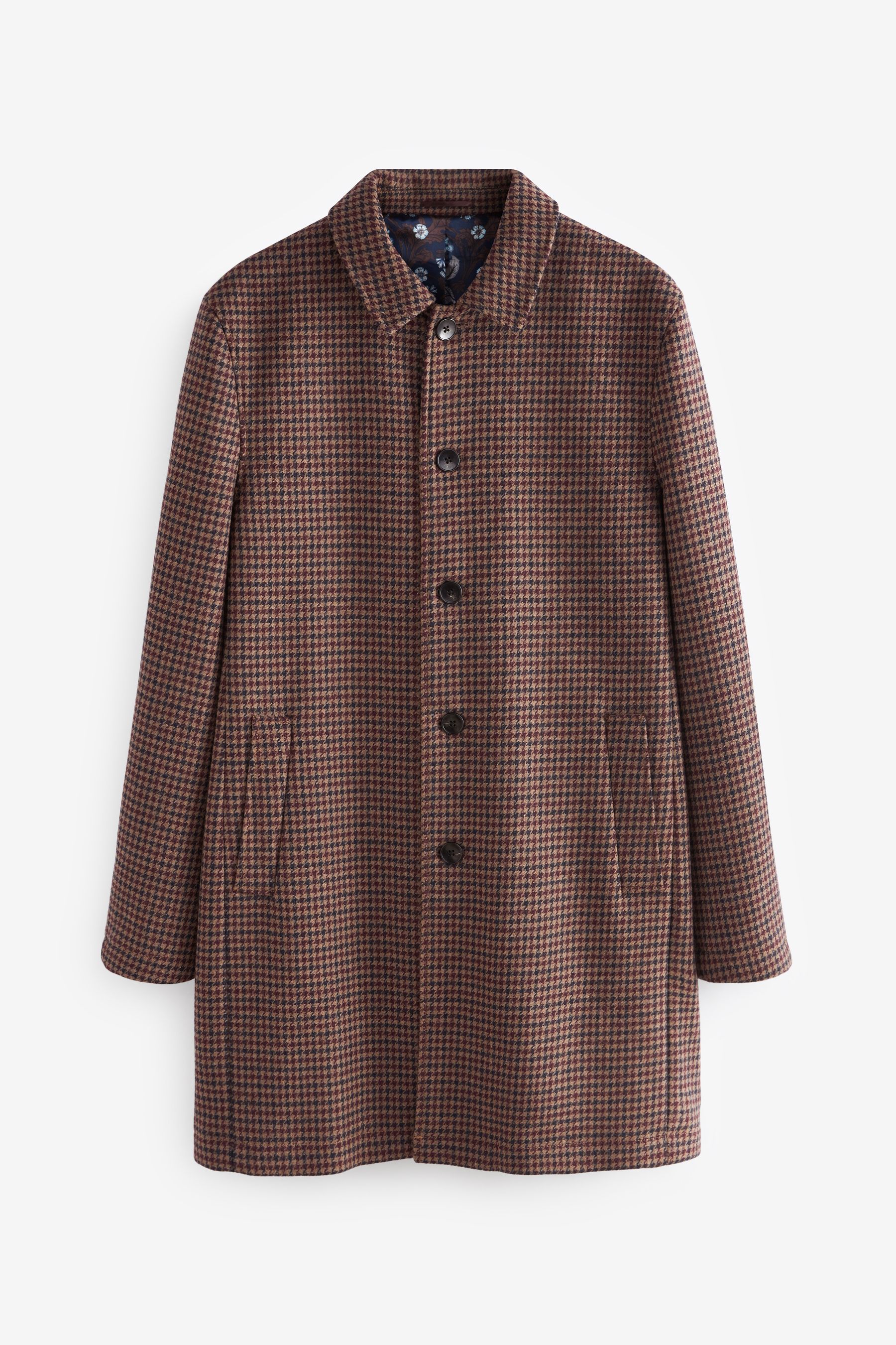 Buy Brown Dogtooth Signature Italian Wool Car Coat from Next Luxembourg