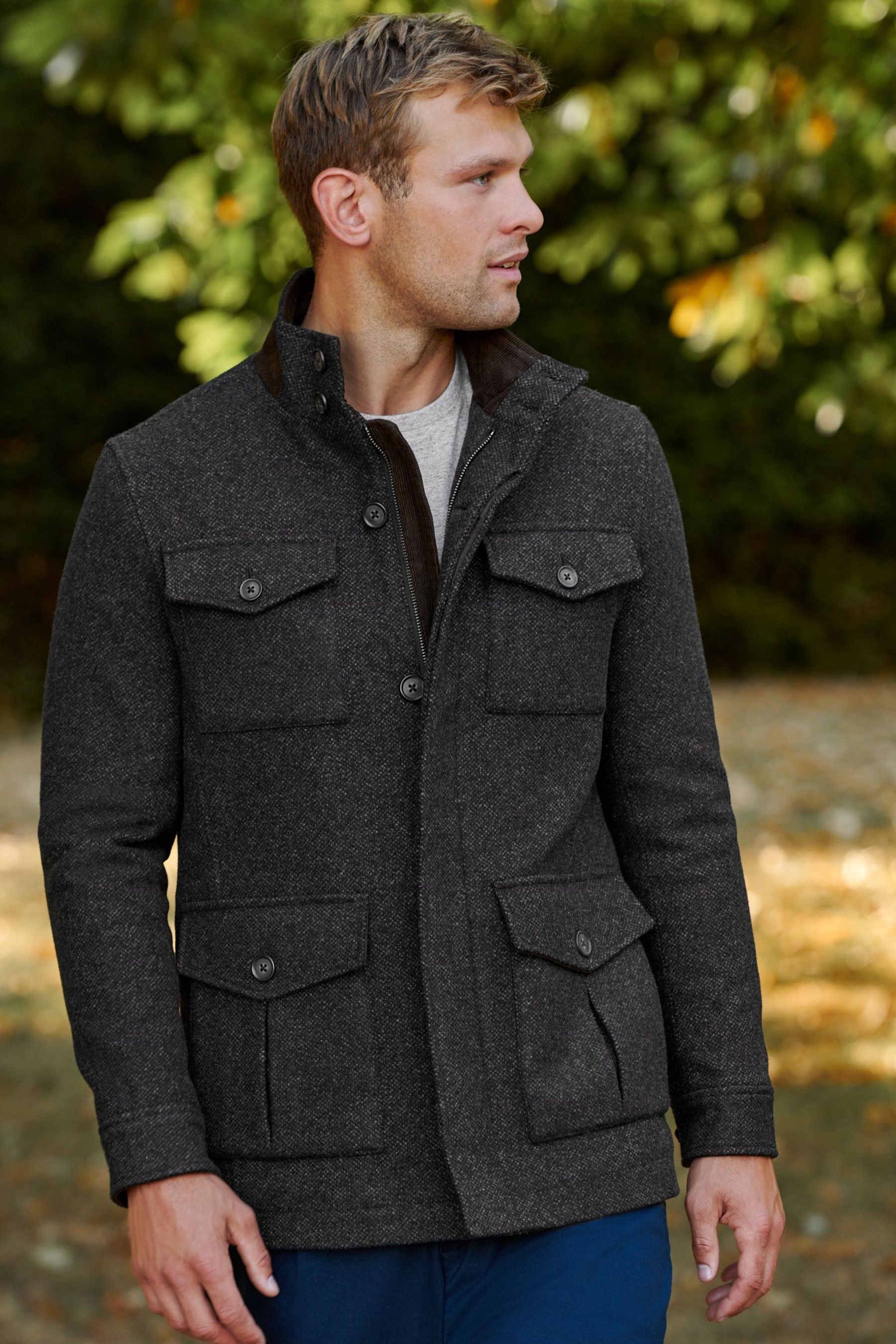 Next mens funnel neck coat 2025