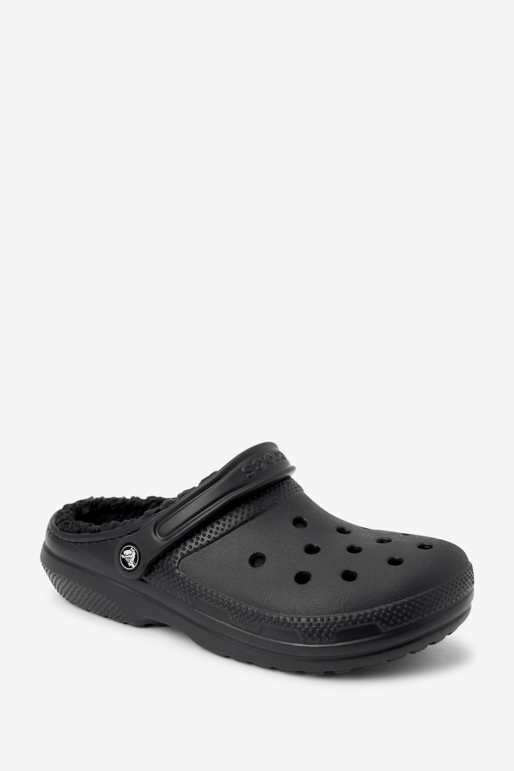 Fuzzy crocs black top