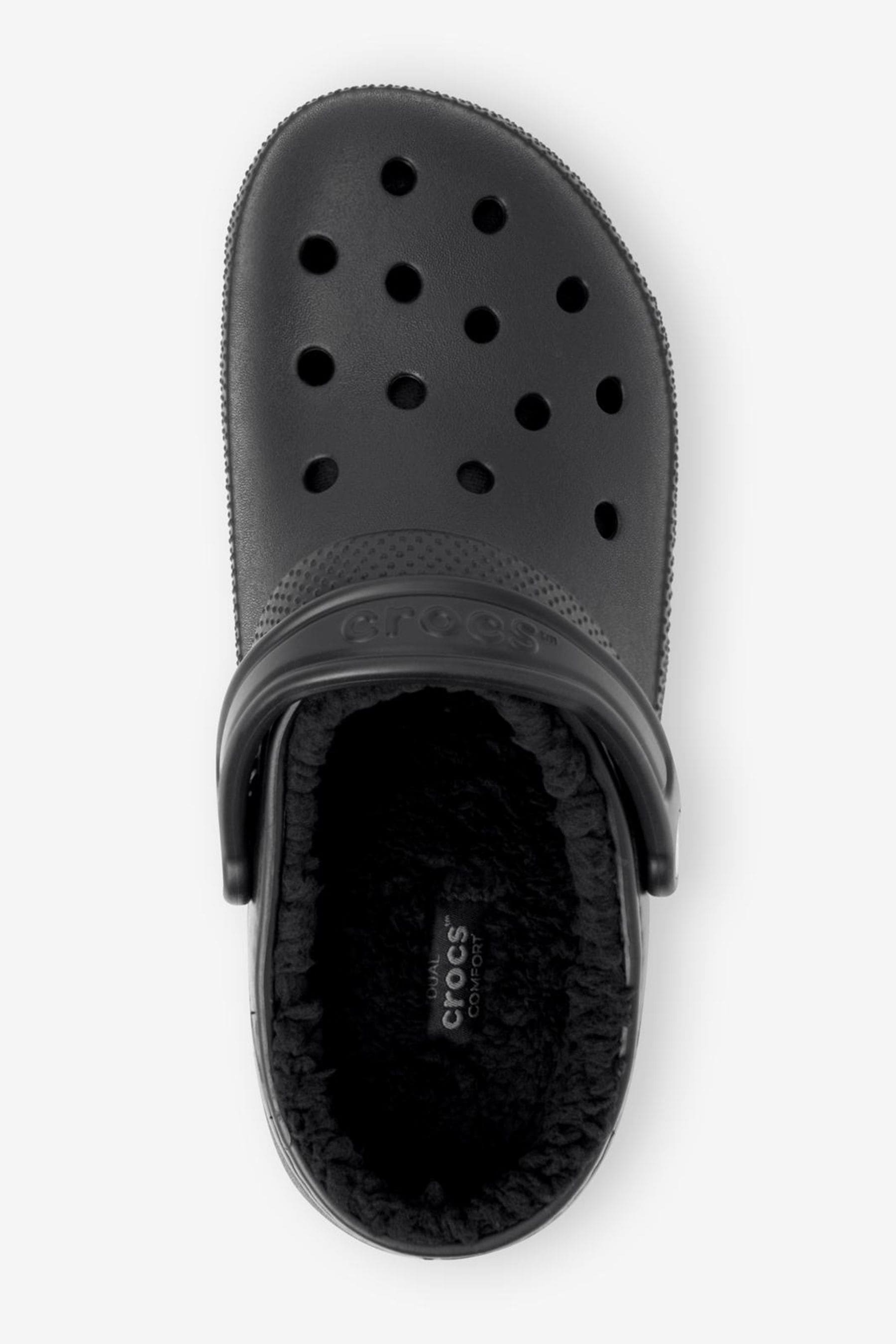 Black fuzz crocs on sale