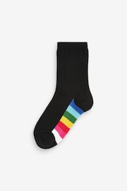 Black Rainbow 5 Pack Cotton Rich Footbed Ankle School Socks - Image 6 of 6