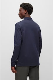 BOSS Blue Pado Tonal Branded Long Sleeve Polo Shirt - Image 2 of 5