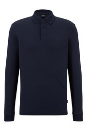 BOSS Blue Pado Tonal Branded Long Sleeve Polo Shirt - Image 5 of 5