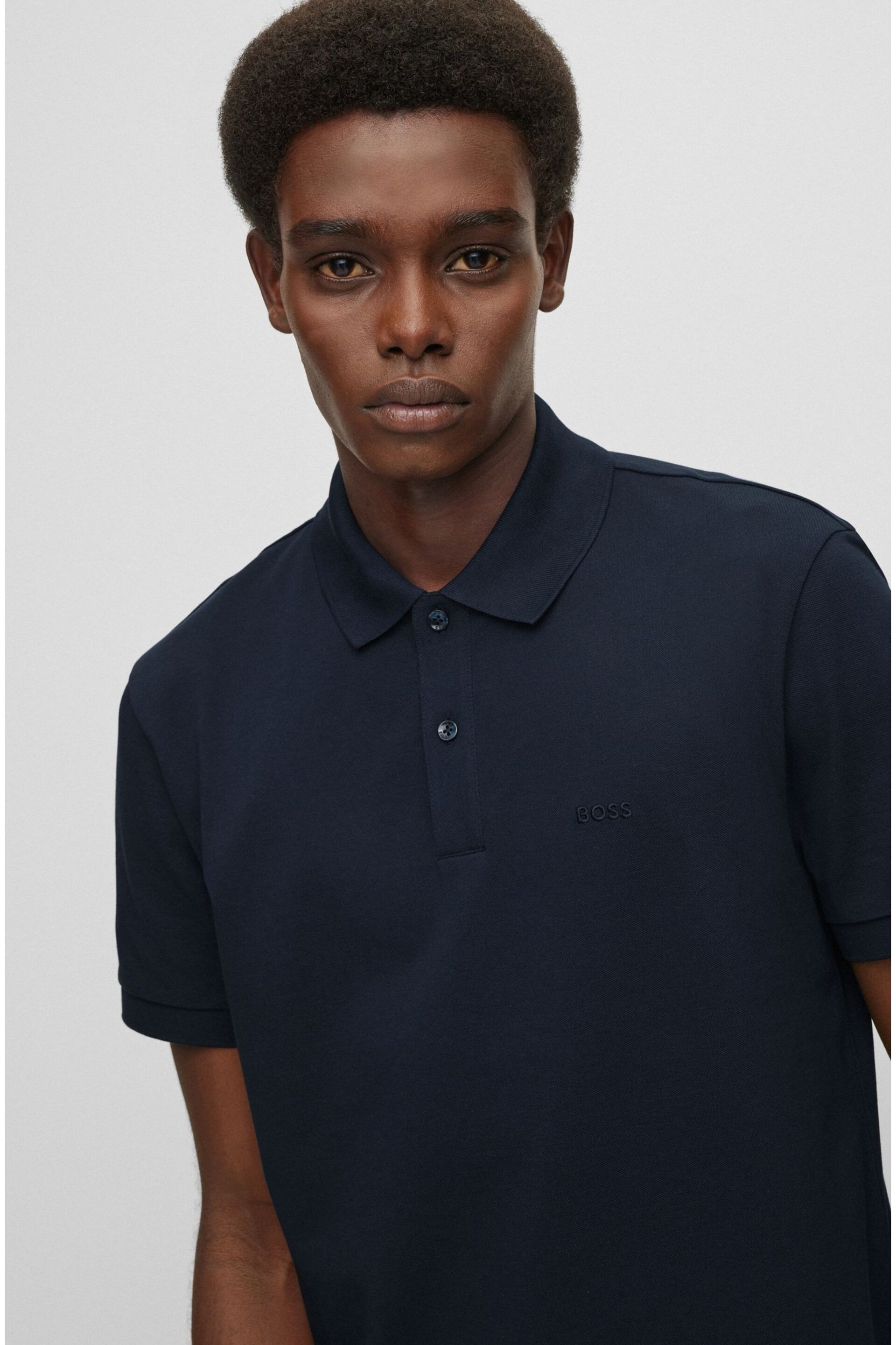 BOSS Dark Blue Pallas Polo Shirt - Image 4 of 5