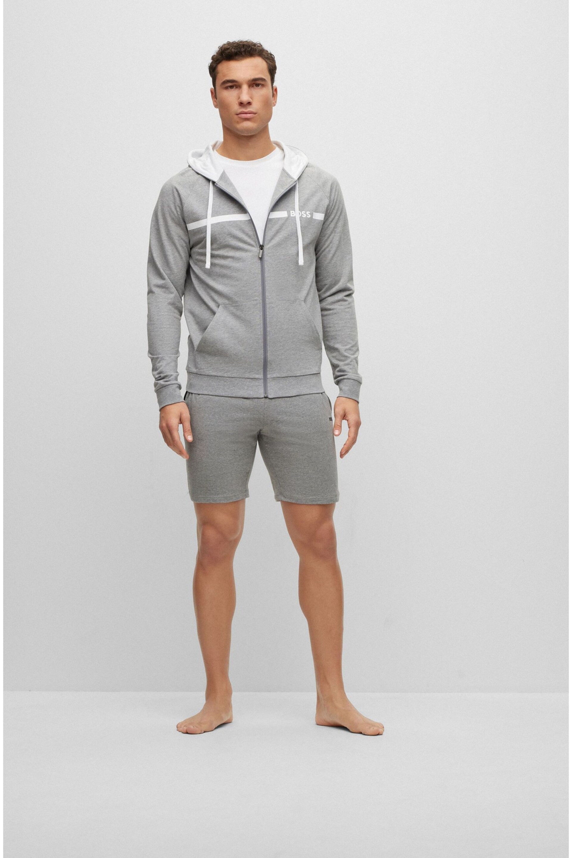 BOSS Grey Stretch Cotton Jersey Shorts - Image 3 of 5