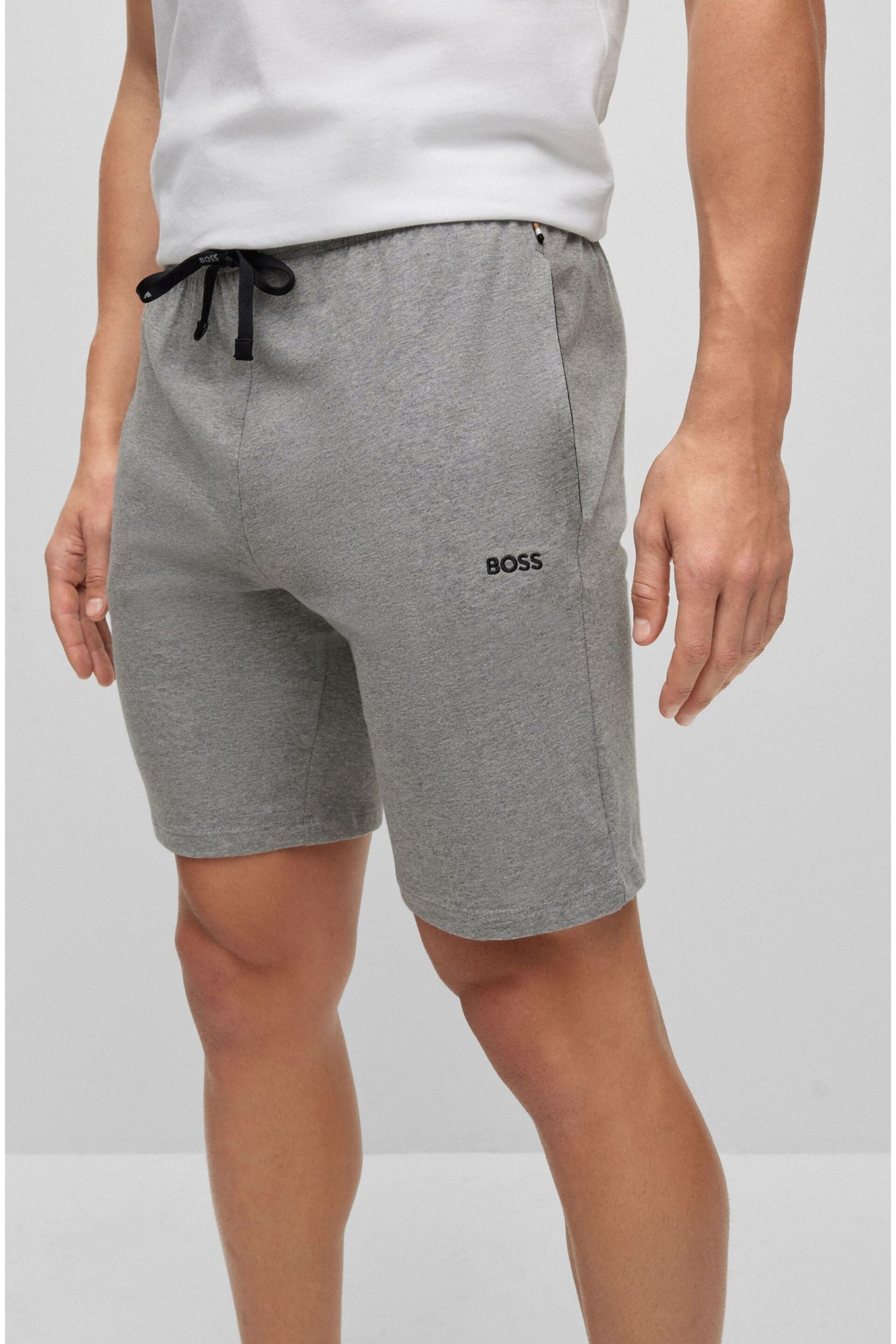 BOSS Grey Stretch Cotton Jersey Shorts - Image 4 of 5