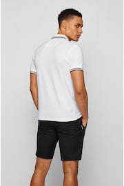 BOSS White Tipped Slim Fit Stretch Cotton Polo Shirt - Image 2 of 5