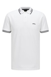 BOSS White Tipped Slim Fit Stretch Cotton Polo Shirt - Image 5 of 5
