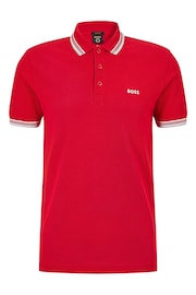 BOSS Red/Grey Tipping Paddy Polo Pink Cream Shirt - Image 5 of 5