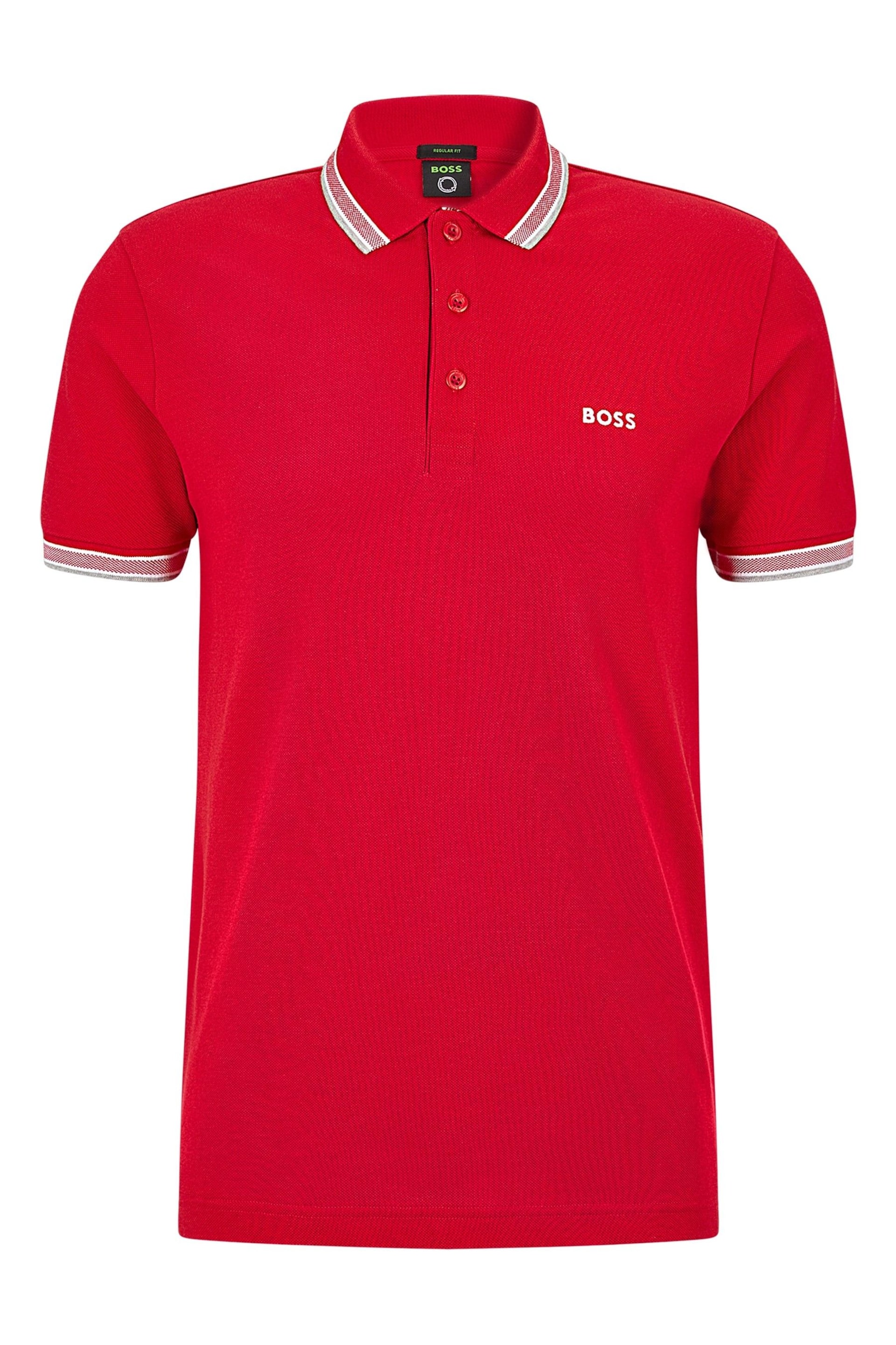 BOSS Red/Grey Tipping Paddy Polo Pink Cream Shirt - Image 5 of 5