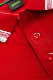 BOSS Red/Grey Tipping Cotton Paddy Tipped Polo Shirt - Image 7 of 8