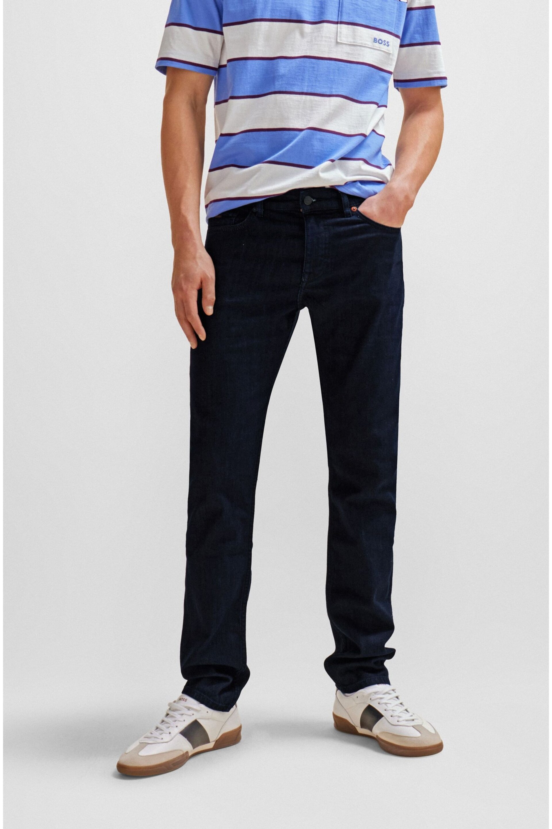 BOSS Dark Blue Delaware Slim Fit Stretch Jeans - Image 1 of 5