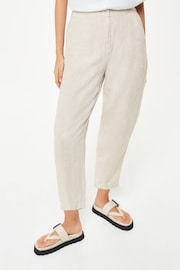 Whistles Cream Linen Barrel Leg Trousers - Image 4 of 5