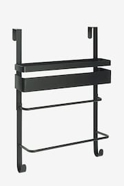 Black Over Door Storage Caddy and Towel Rack Shelf Unit - Image 3 of 3