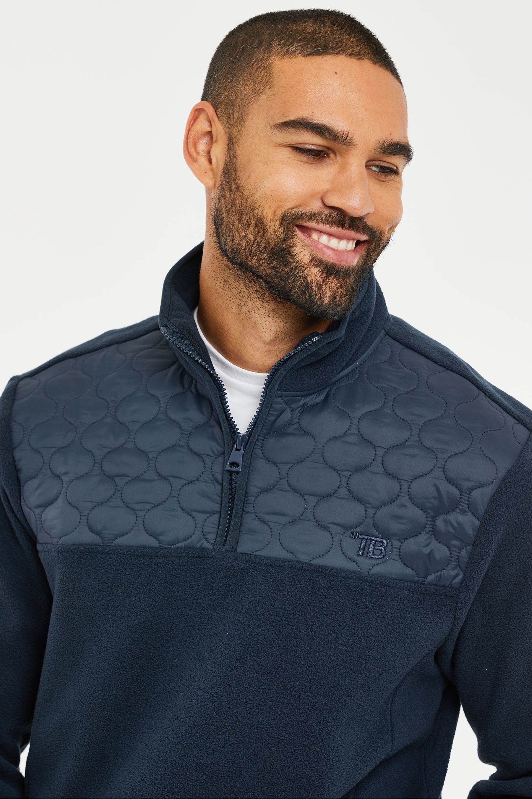 Half zip quilted fleece jacket outlet