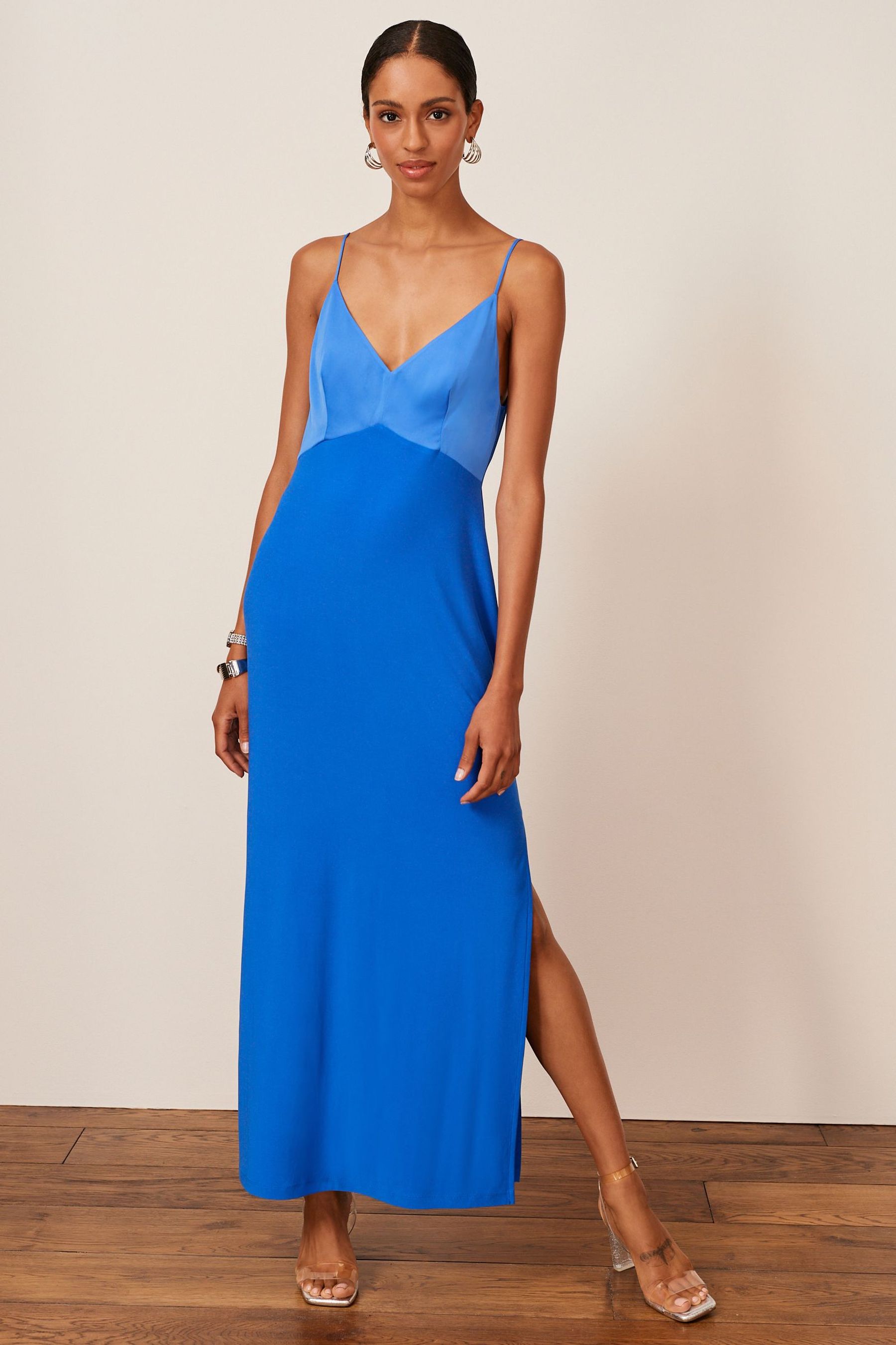 Cobalt blue silk dress hotsell
