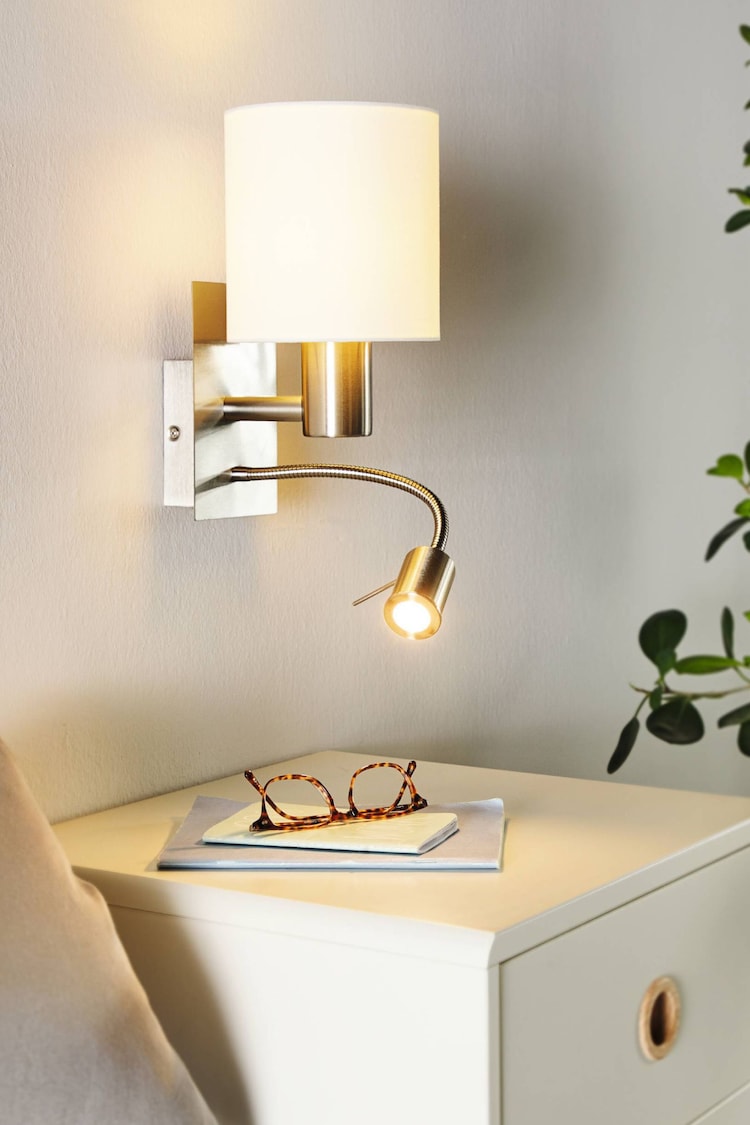 Eglo White Pasteri Fabric Wall Lamp With Reading Light - Image 1 of 3