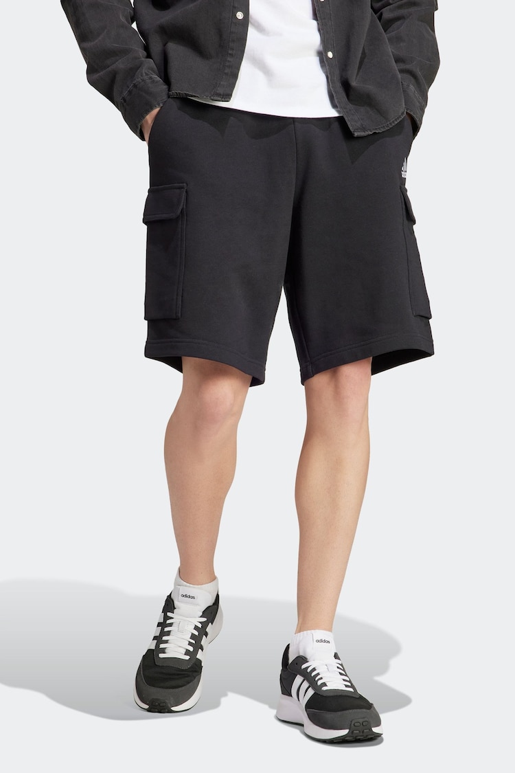 adidas Black 100% Cotton Essentials French Terry Cargo Shorts - Image 1 of 8