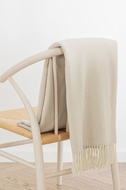 Jasper Conran London Cream Lambswool Herringbone Throw - Image 1 of 5