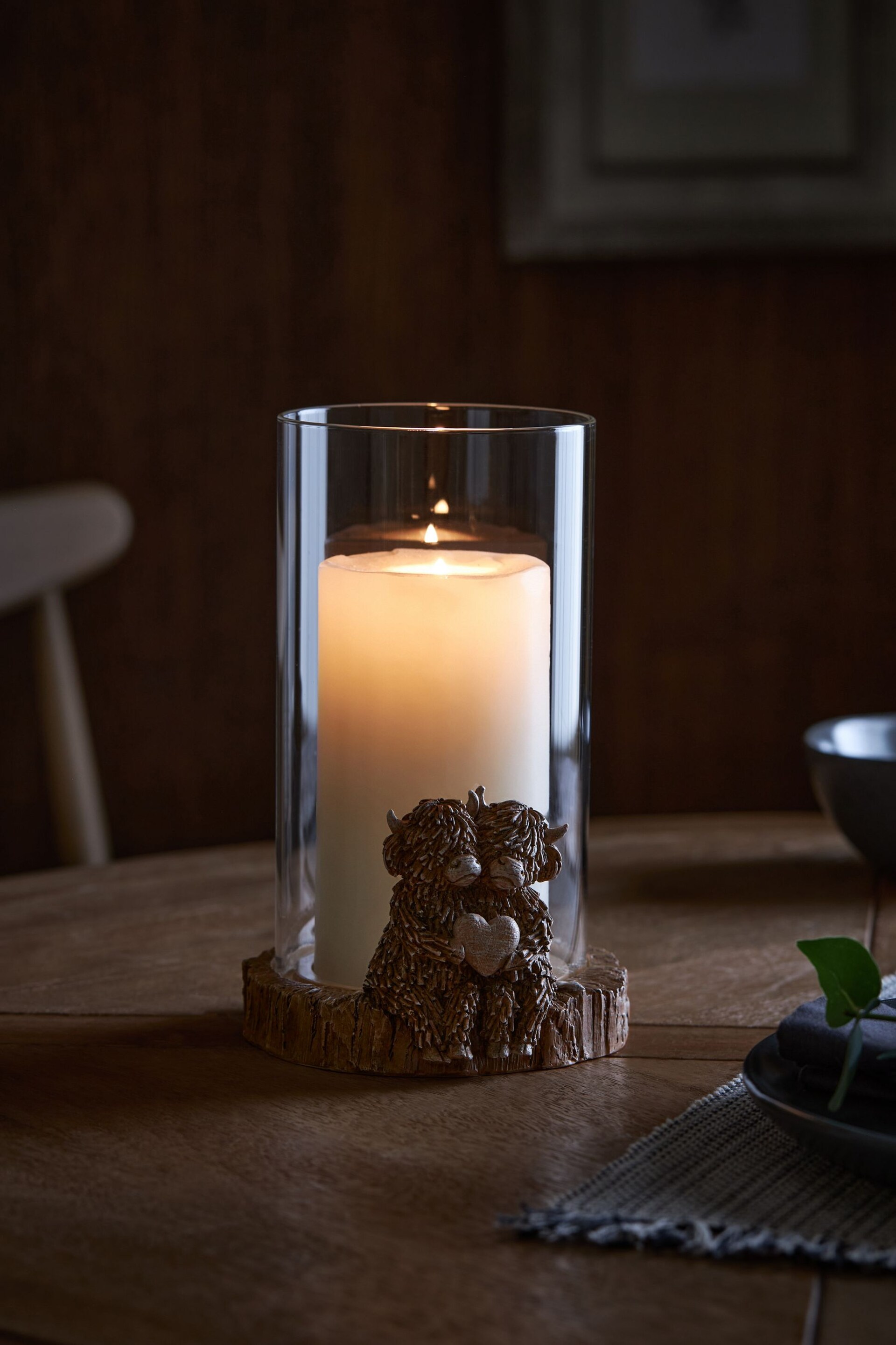 Natural Hamish The Highland Cow Hurricane Candle Holder - Image 2 of 5