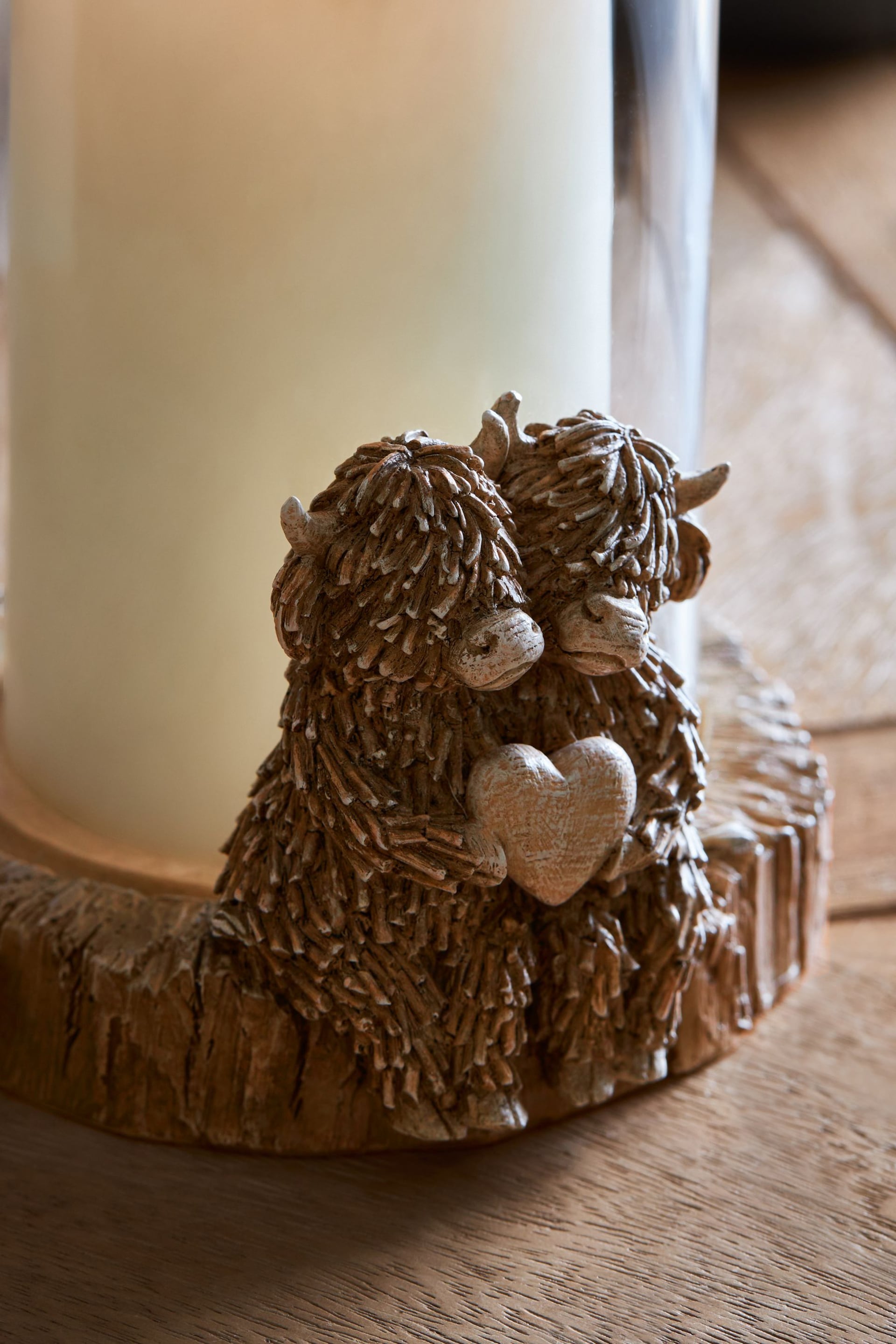 Natural Hamish The Highland Cow Hurricane Candle Holder - Image 3 of 5