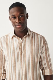 Stone Linen Blend Stripe Long Sleeve Shirt - Image 4 of 7