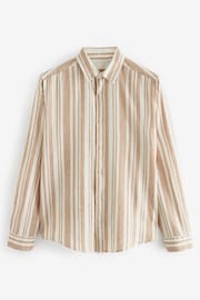Stone Linen Blend Stripe Long Sleeve Shirt - Image 5 of 7