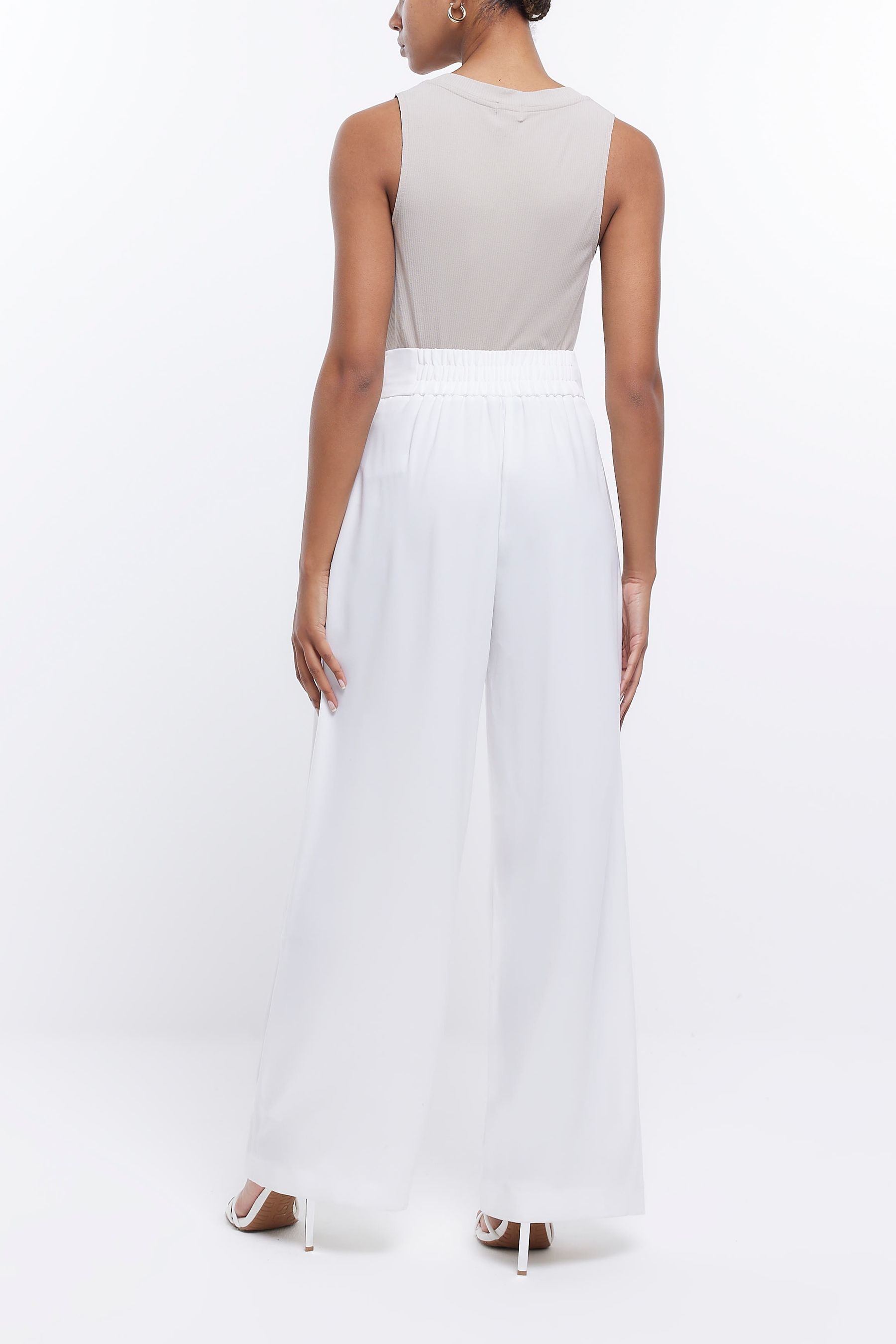 River island white wide leg trousers cheap