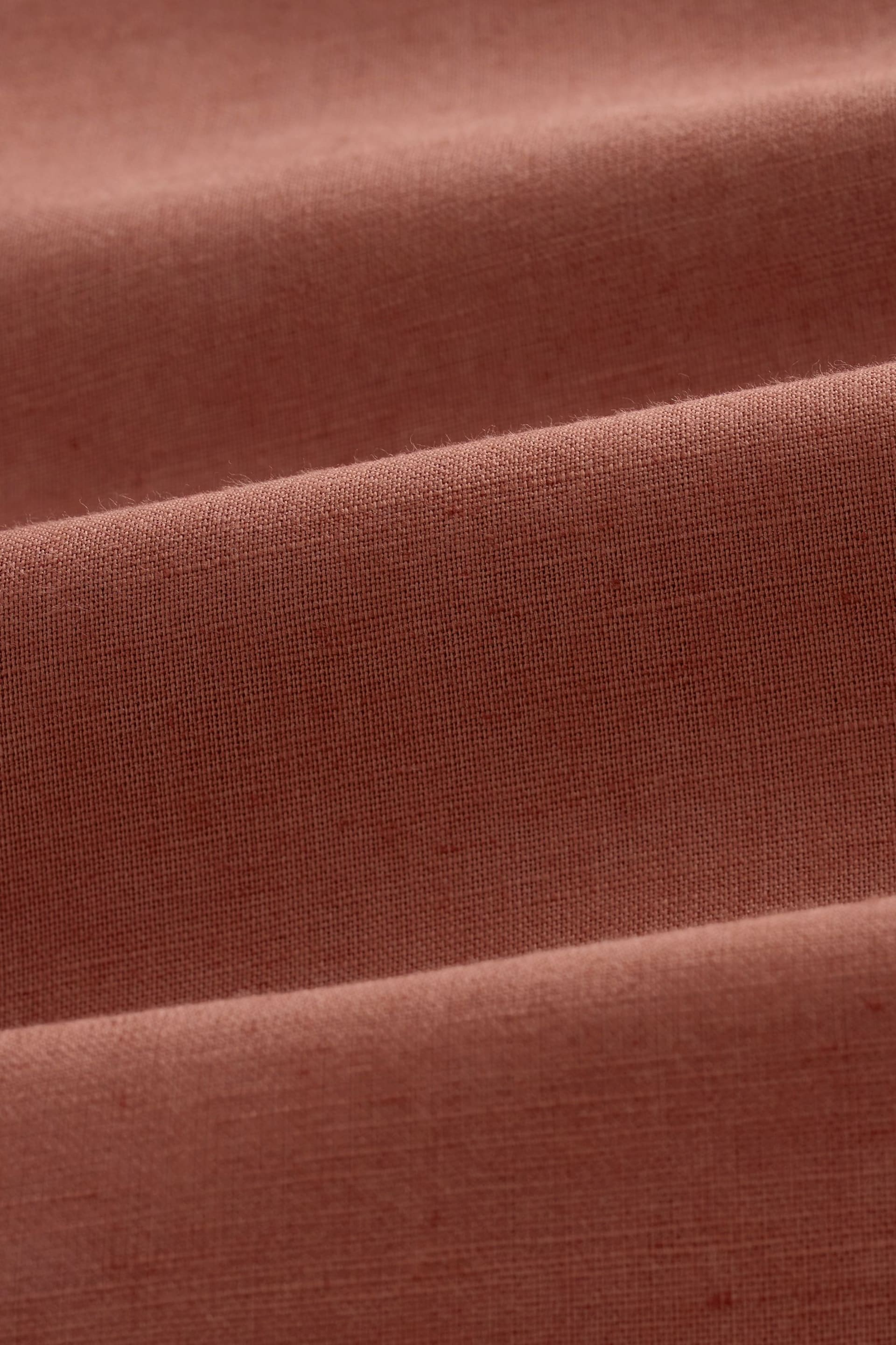 Brown Standard Collar Linen Blend Short Sleeve Shirt - Image 8 of 8
