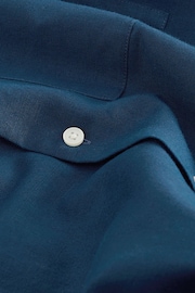 Navy Standard Collar Linen Blend Short Sleeve Shirt - Image 7 of 7