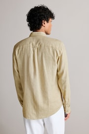 Natural Standard Collar Linen Blend Long Sleeve Shirt - Image 3 of 8