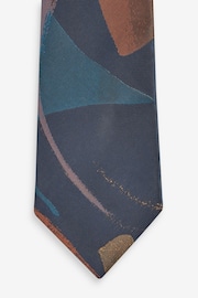 Navy Blue Slim Pattern Tie - Image 3 of 3