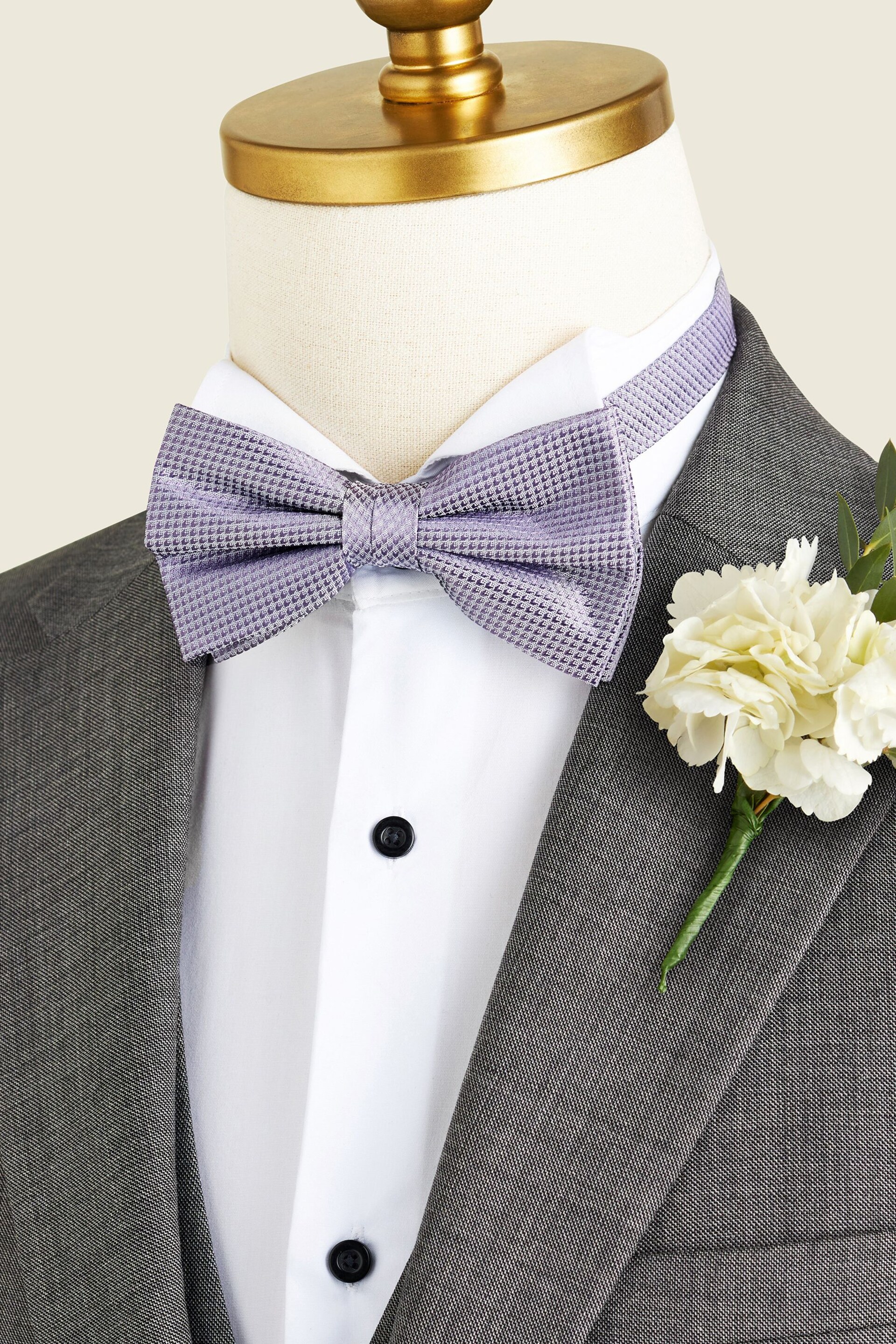 Lilac Purple Textured Silk Bow Tie - Image 1 of 2