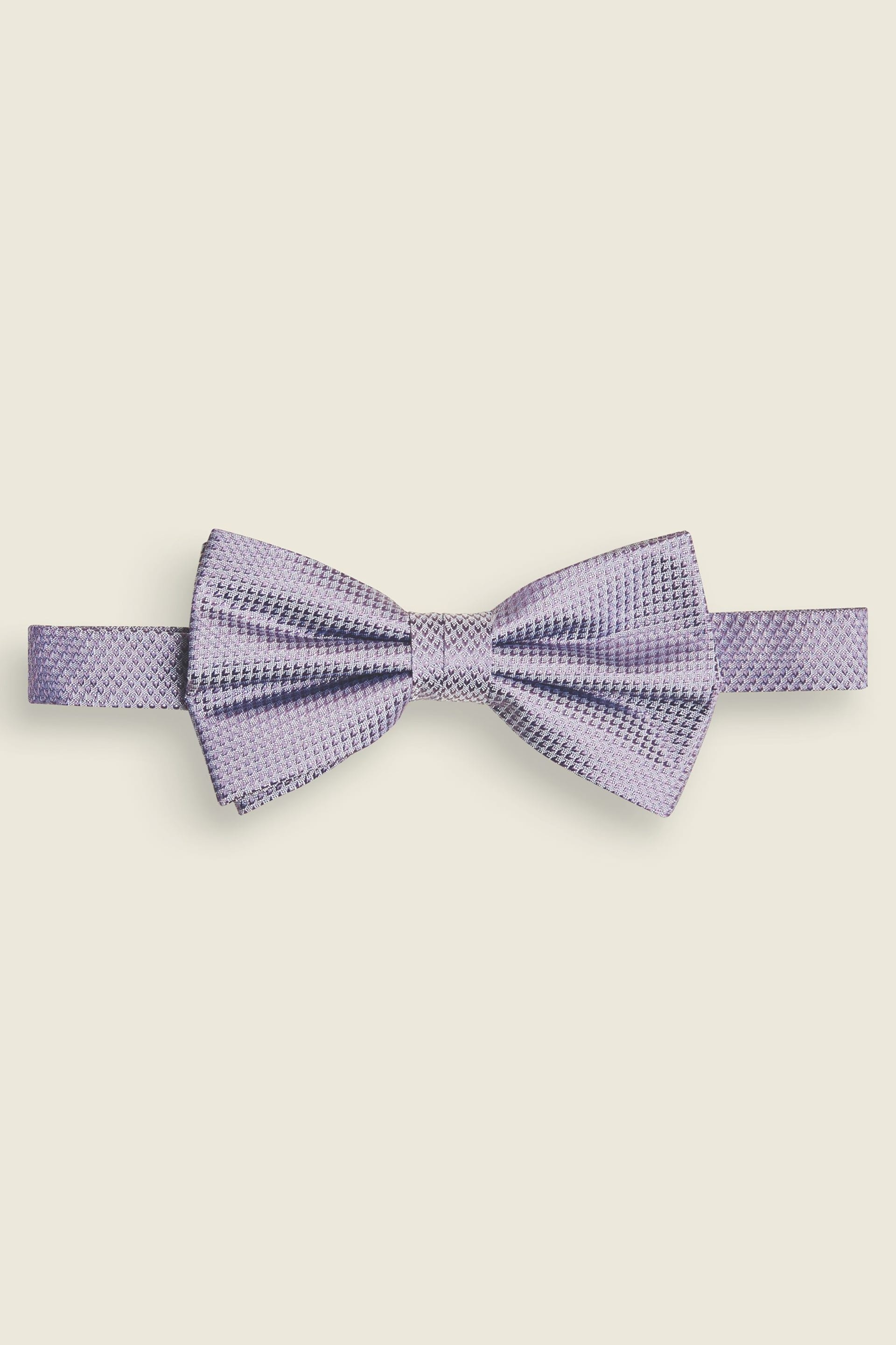 Lilac Purple Textured Silk Bow Tie - Image 2 of 2