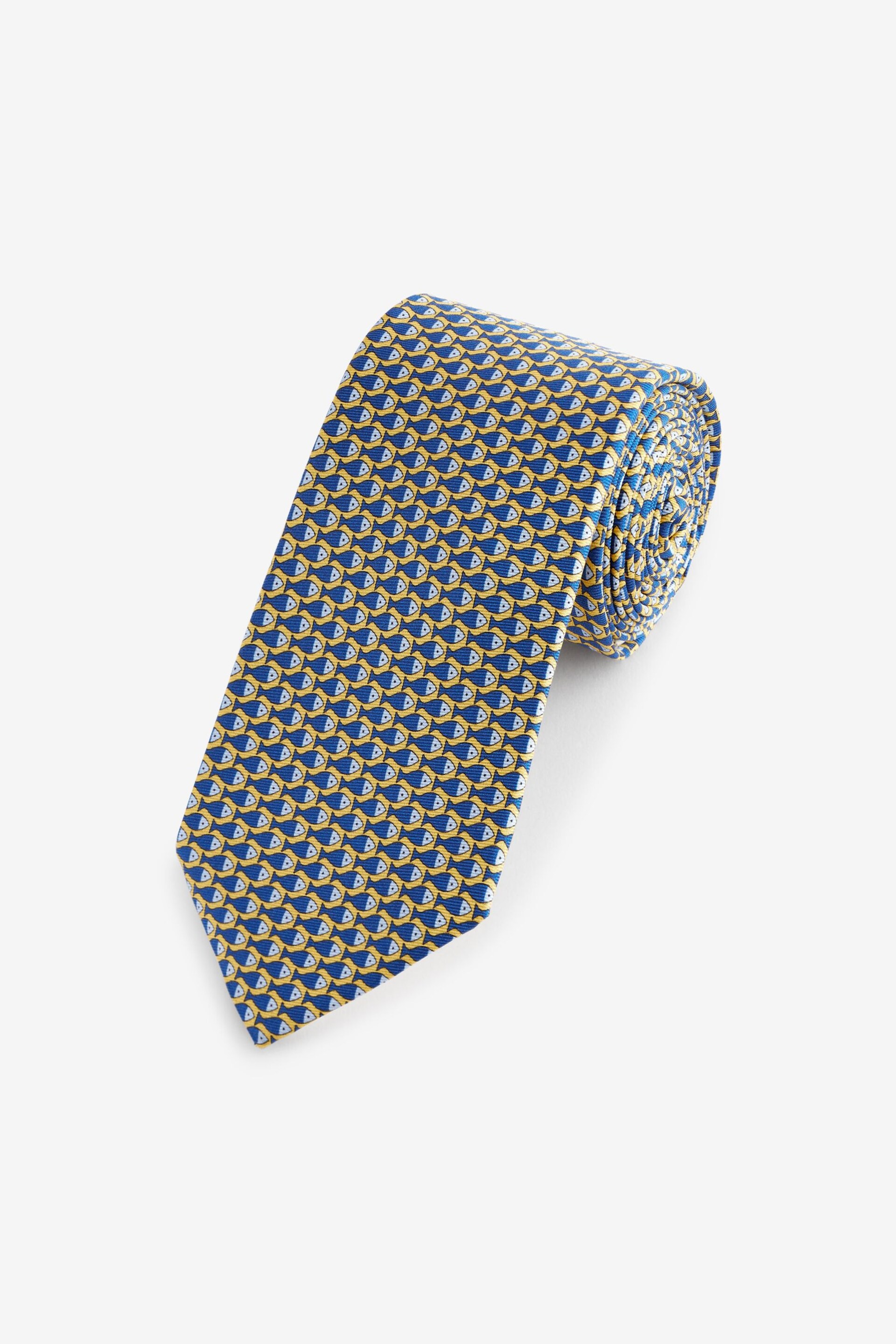 Yellow/Blue Fish Signature Made In Italy Conversational Tie - Image 1 of 4