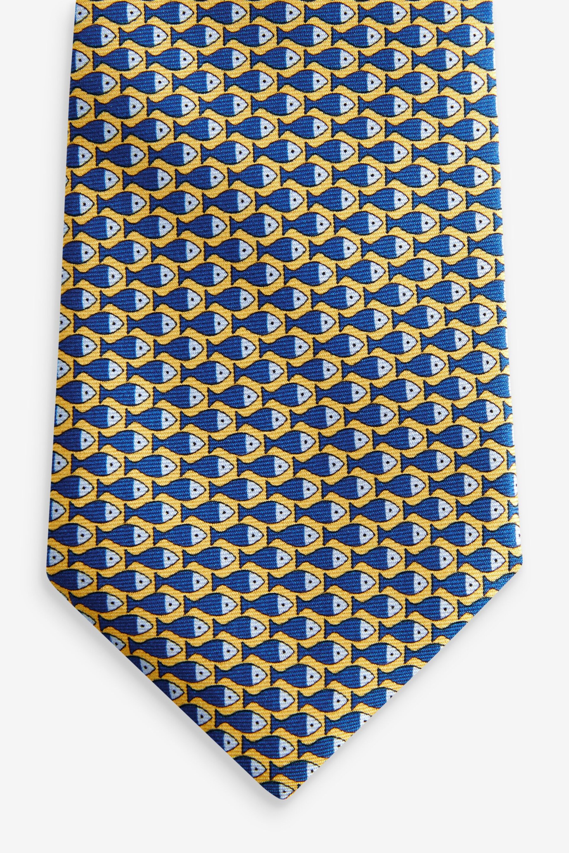 Yellow/Blue Fish Signature Made In Italy Conversational Tie - Image 2 of 4
