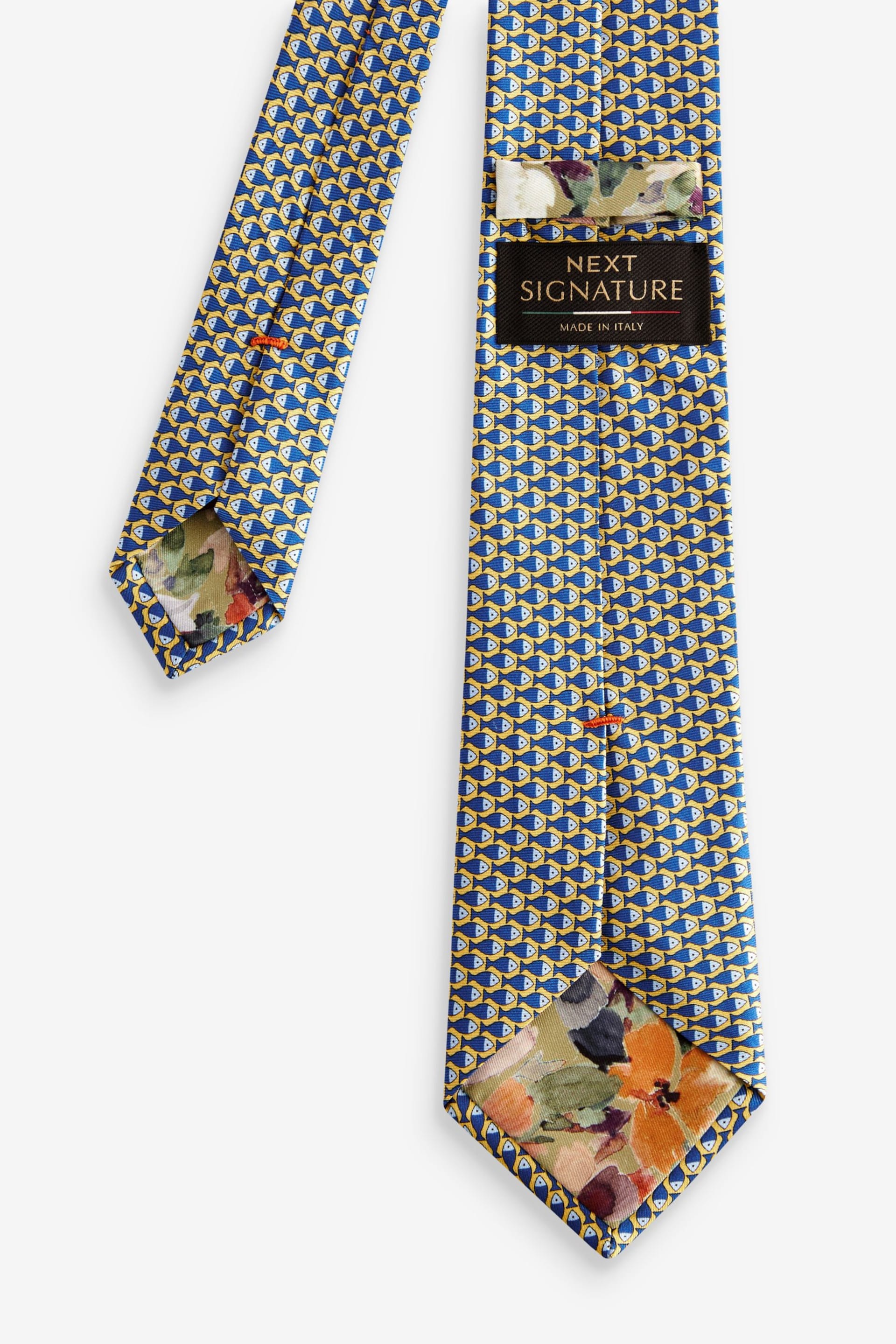 Yellow/Blue Fish Signature Made In Italy Conversational Tie - Image 3 of 4