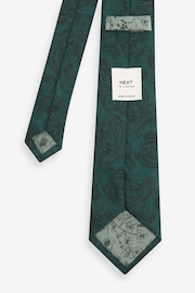 Forest Green Paisley Slim Tie Pocket Square And Lapel Pin Set - Image 2 of 5