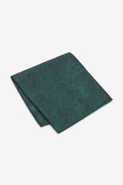 Forest Green Paisley Slim Tie Pocket Square And Lapel Pin Set - Image 3 of 5