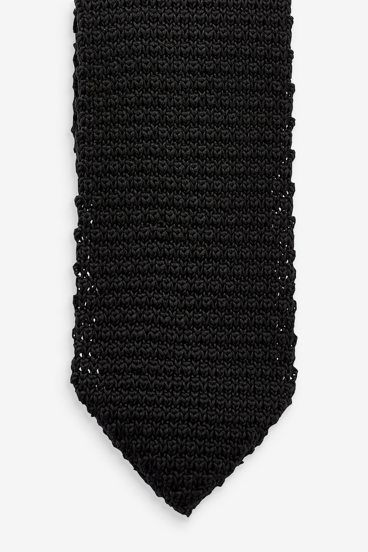 Black Slim Knitted Tie - Image 2 of 3