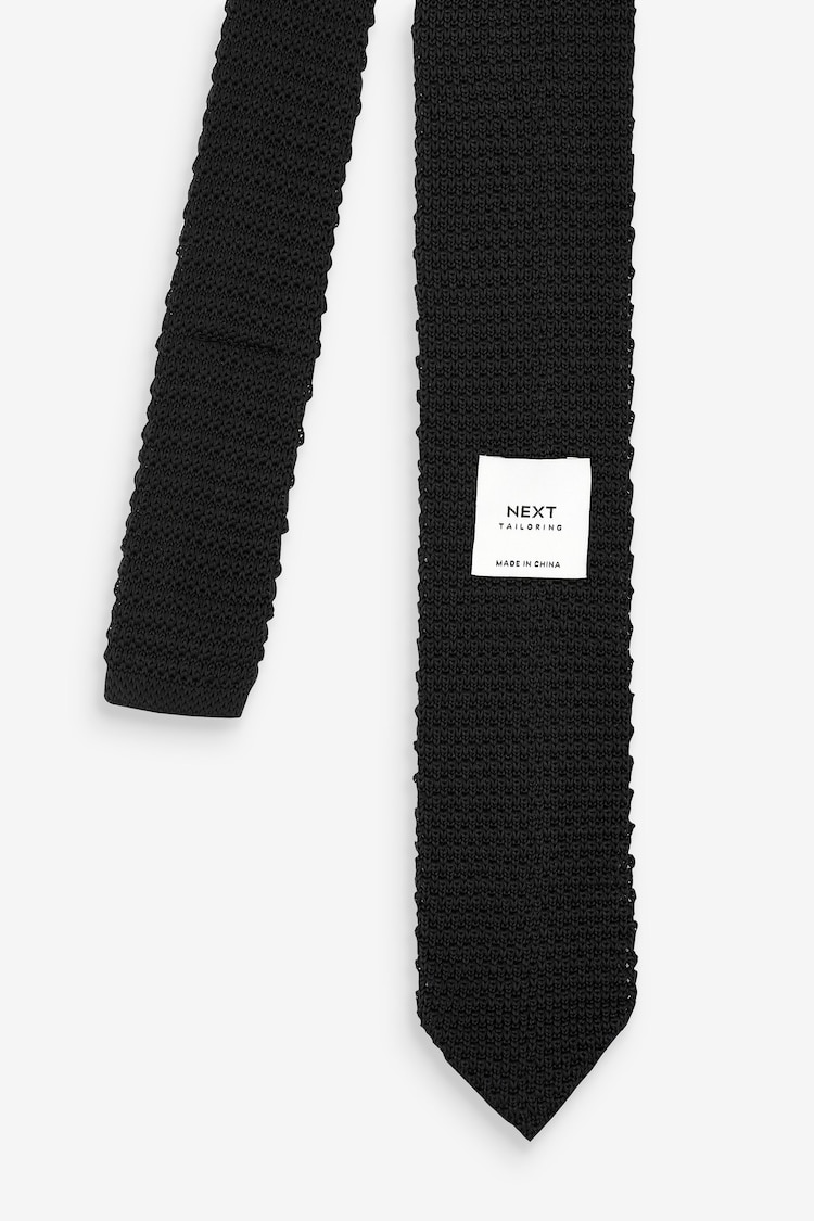 Black Slim Knitted Tie - Image 3 of 3