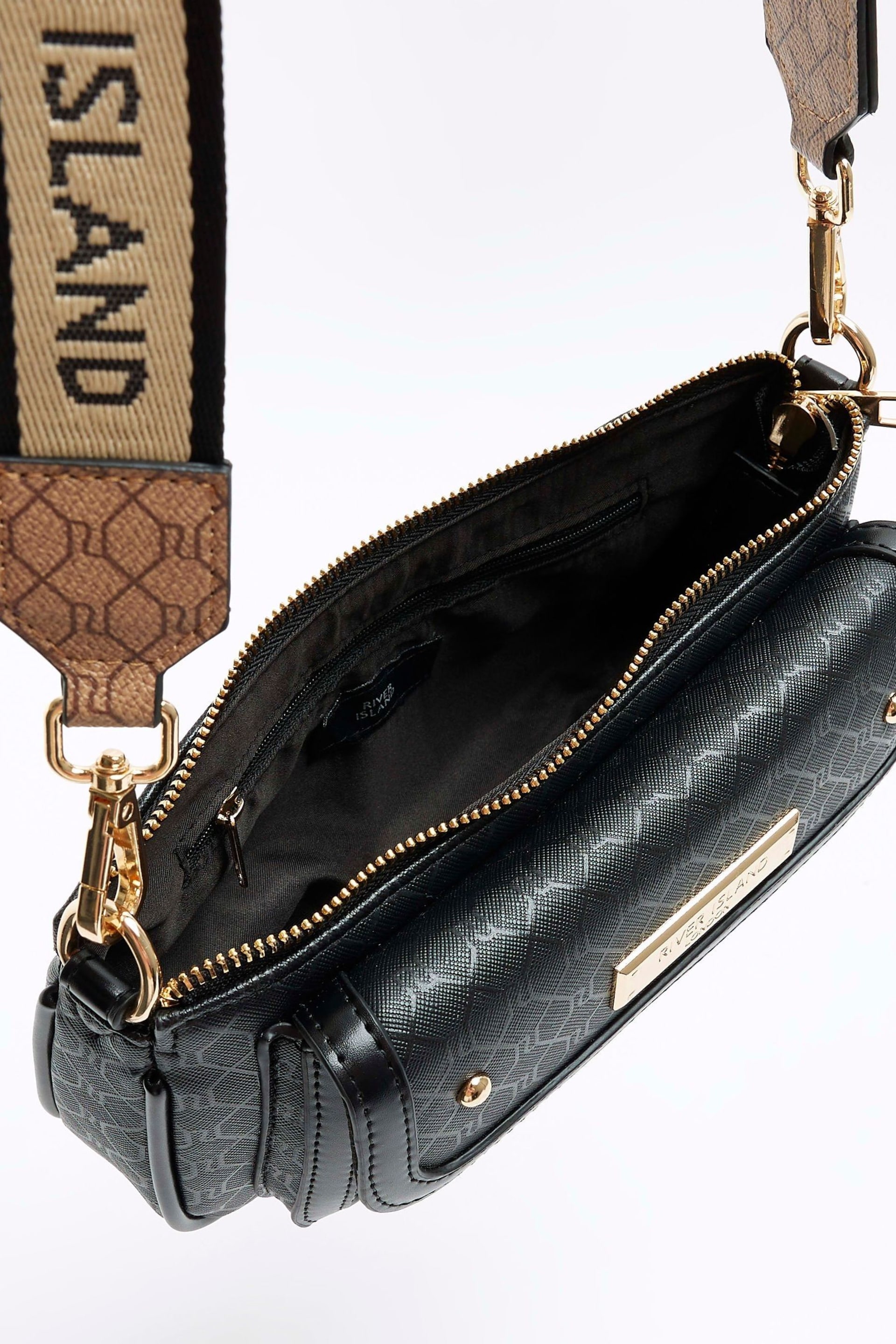 River Island Black Monogram Pocket Pouchette Bag - Image 6 of 6