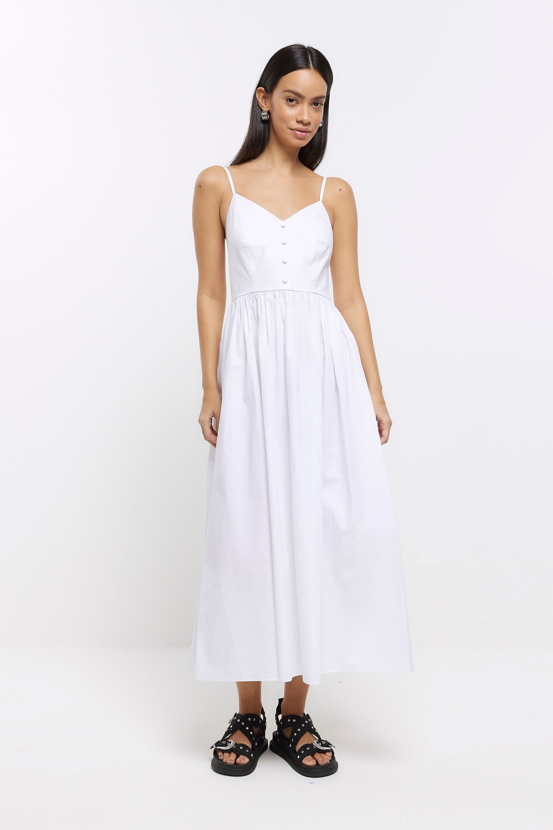 River island white midi dress outlet