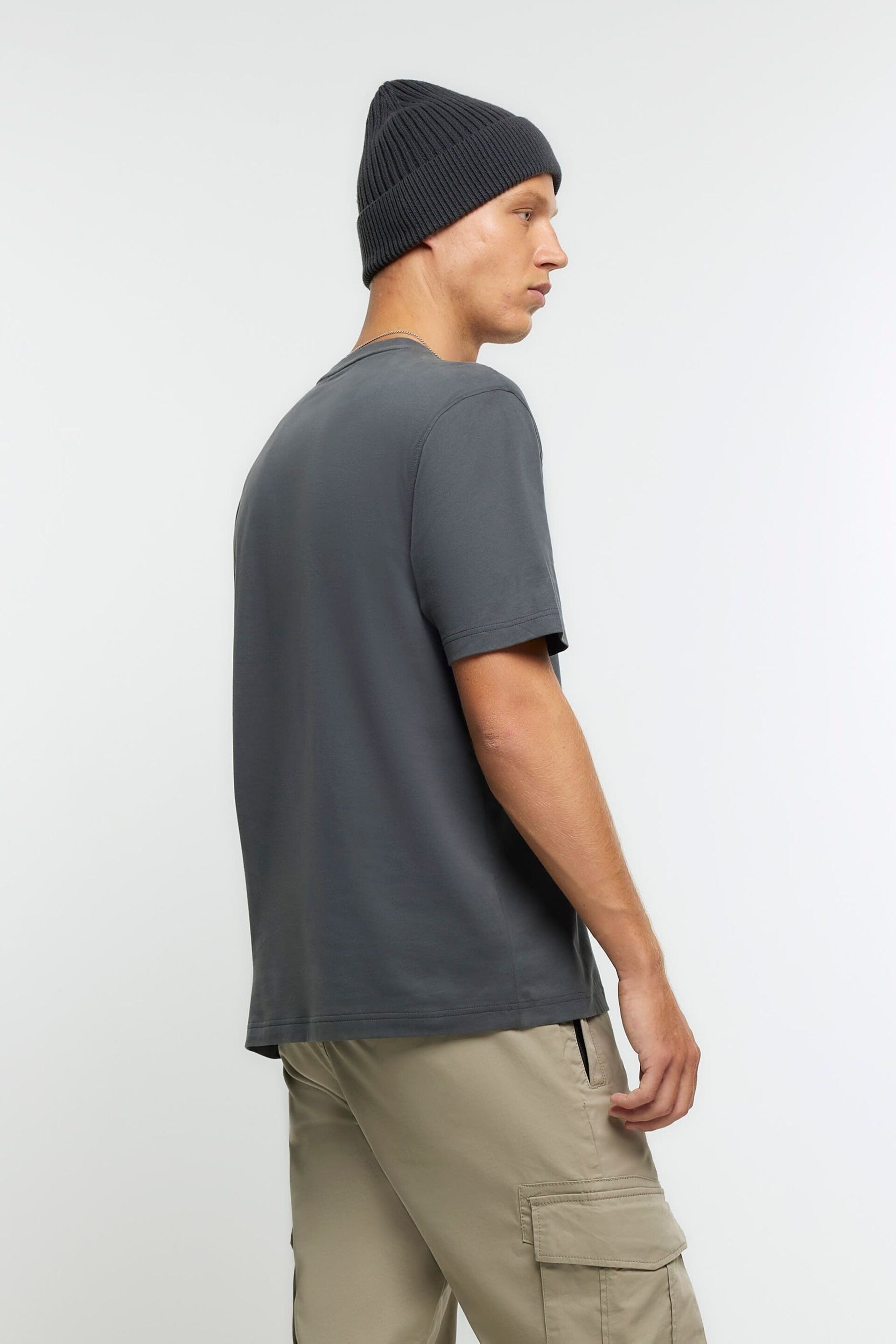 River Island Grey Regular Fit T-Shirt - Image 4 of 4