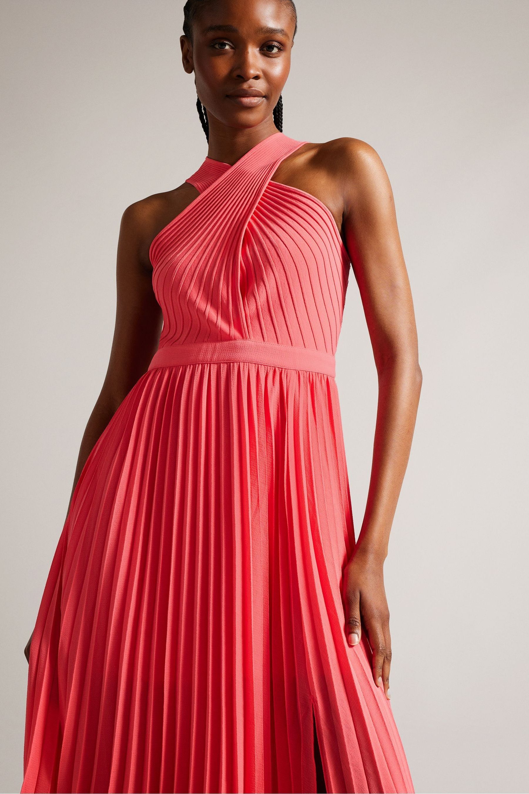 Ted baker pink pleated dress on sale