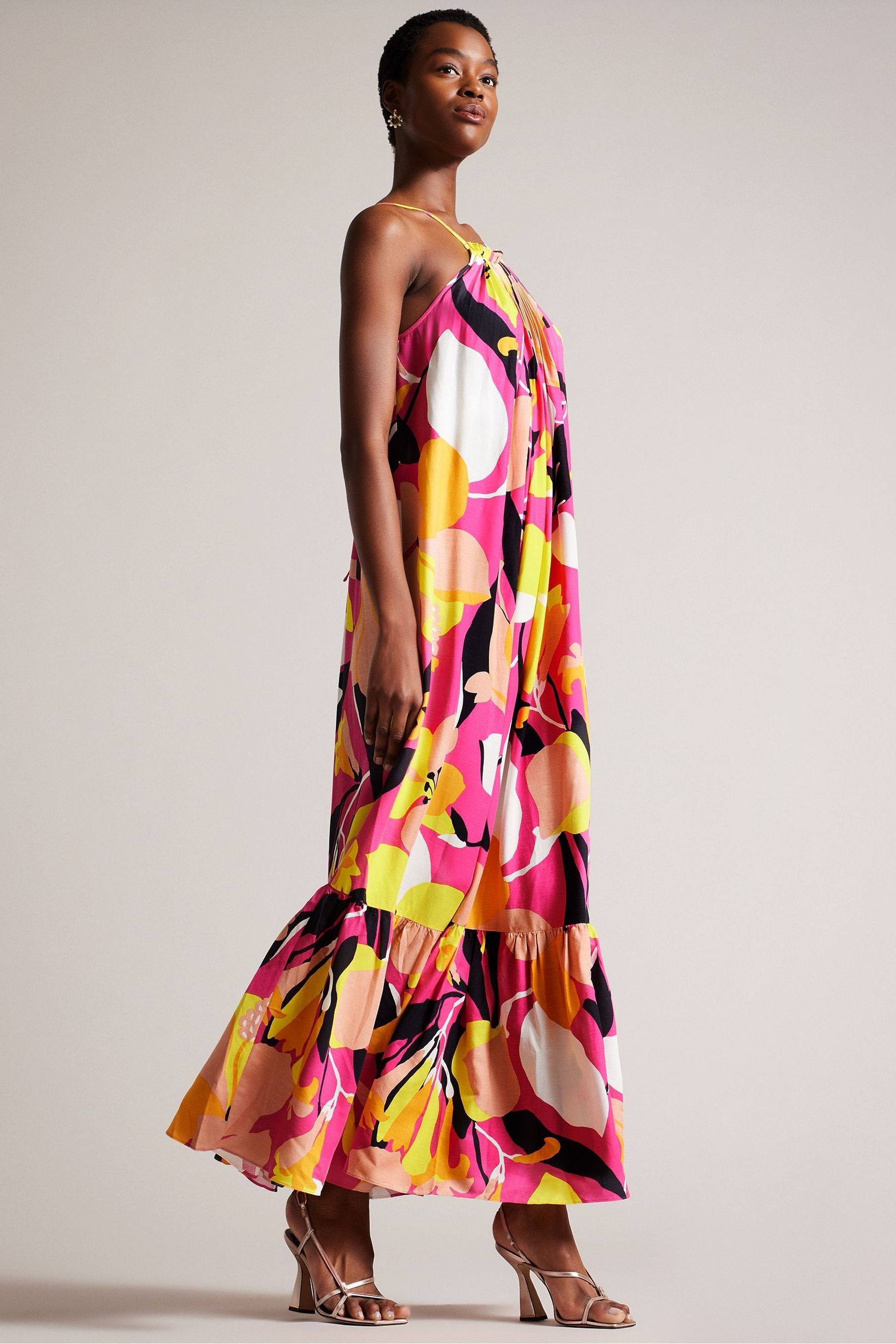 Buy Ted Baker Pink Ikella Strappy Linen Maxi Dress With Pleat Detail from Next Luxembourg
